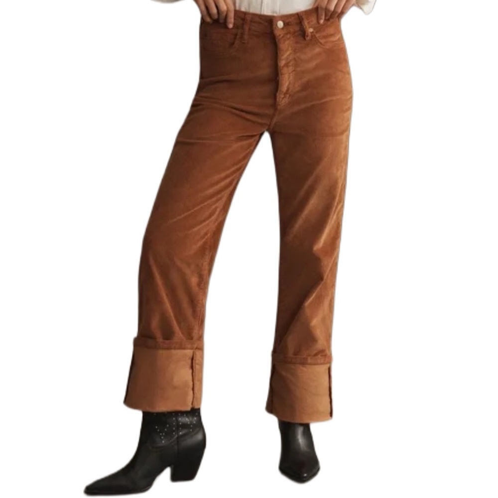 Anthropologie Pilcro The Scotty Cuffed High-Rise Straight-Leg Corduroy Jeans